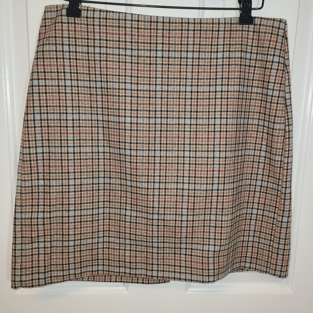 Banana Republic Plaid Skirt Womens 10 Brown Academic Preppy Career A-Line Mini